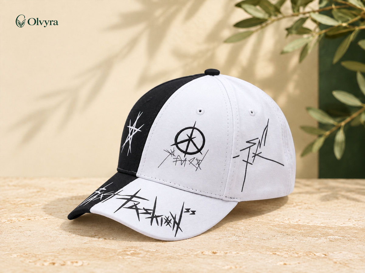 Graffiti-pattern snapback cap