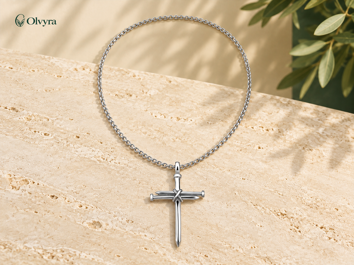 Stainless-steel cross pendant necklace
