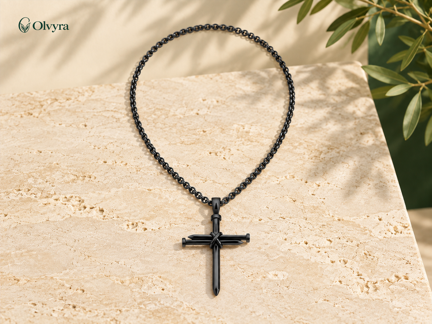 Steel nail cross necklace