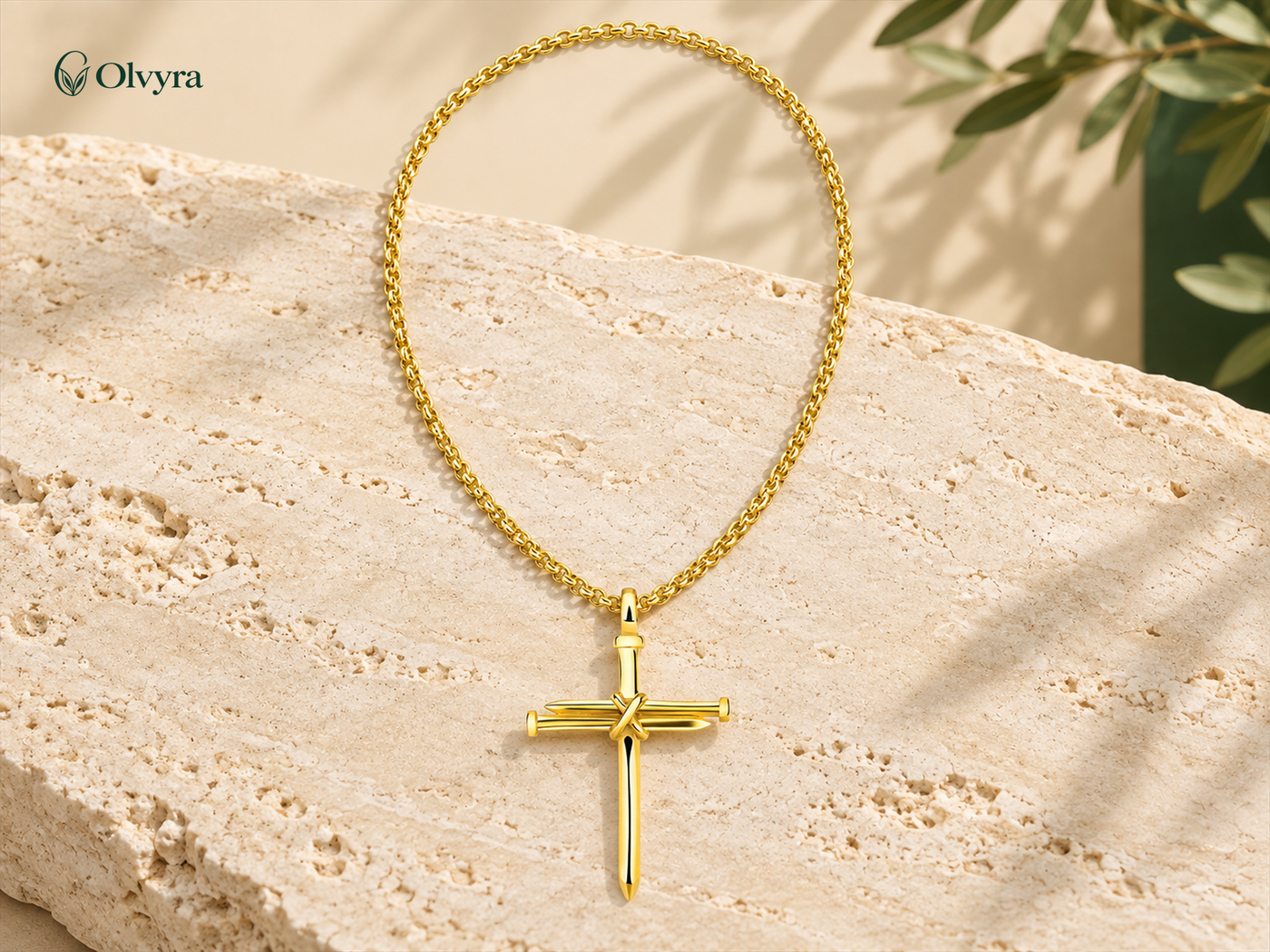 Steel nail cross necklace