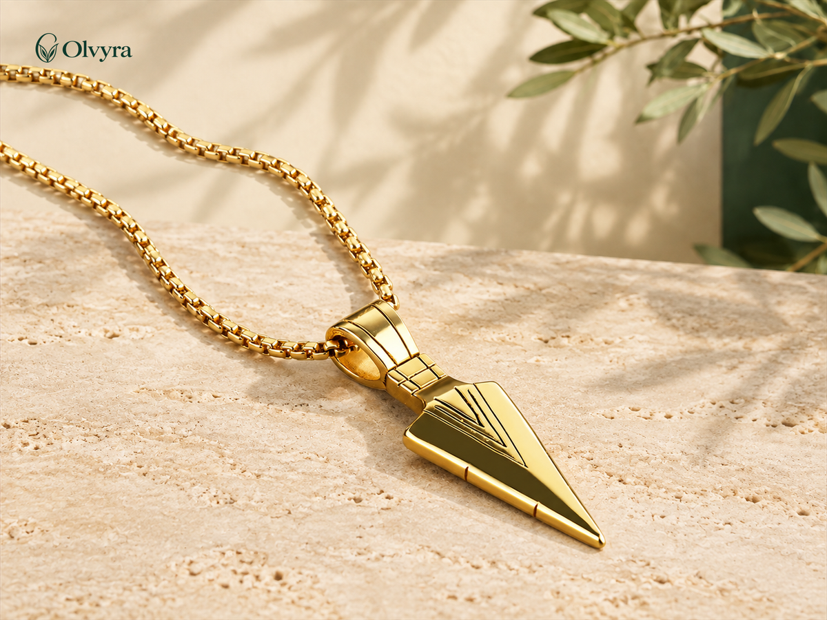 Steel spear pendant necklace