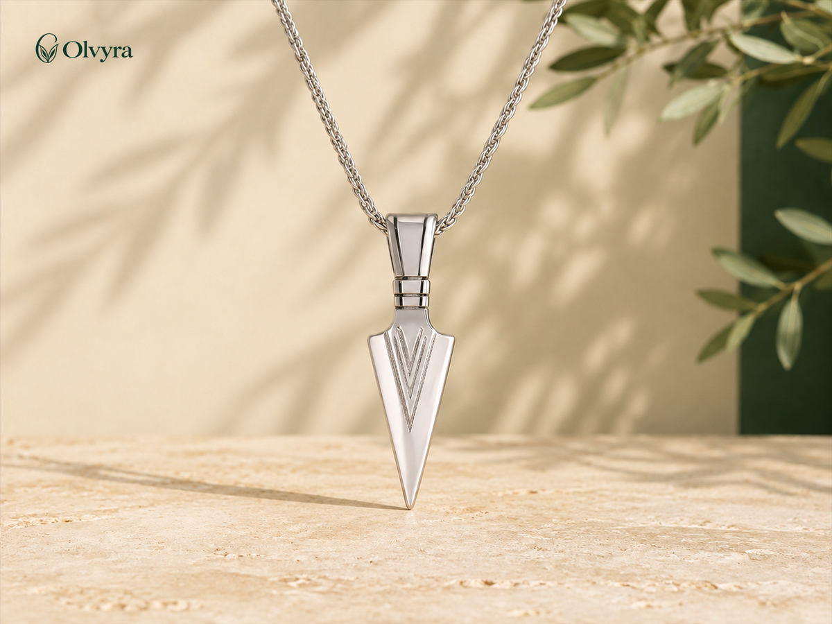 Steel spear pendant necklace