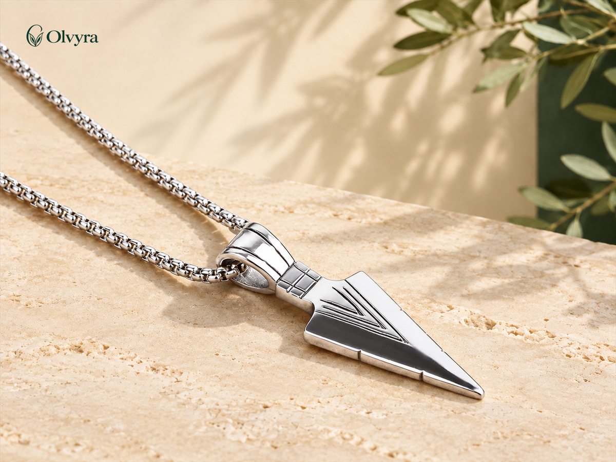 Steel spear pendant necklace