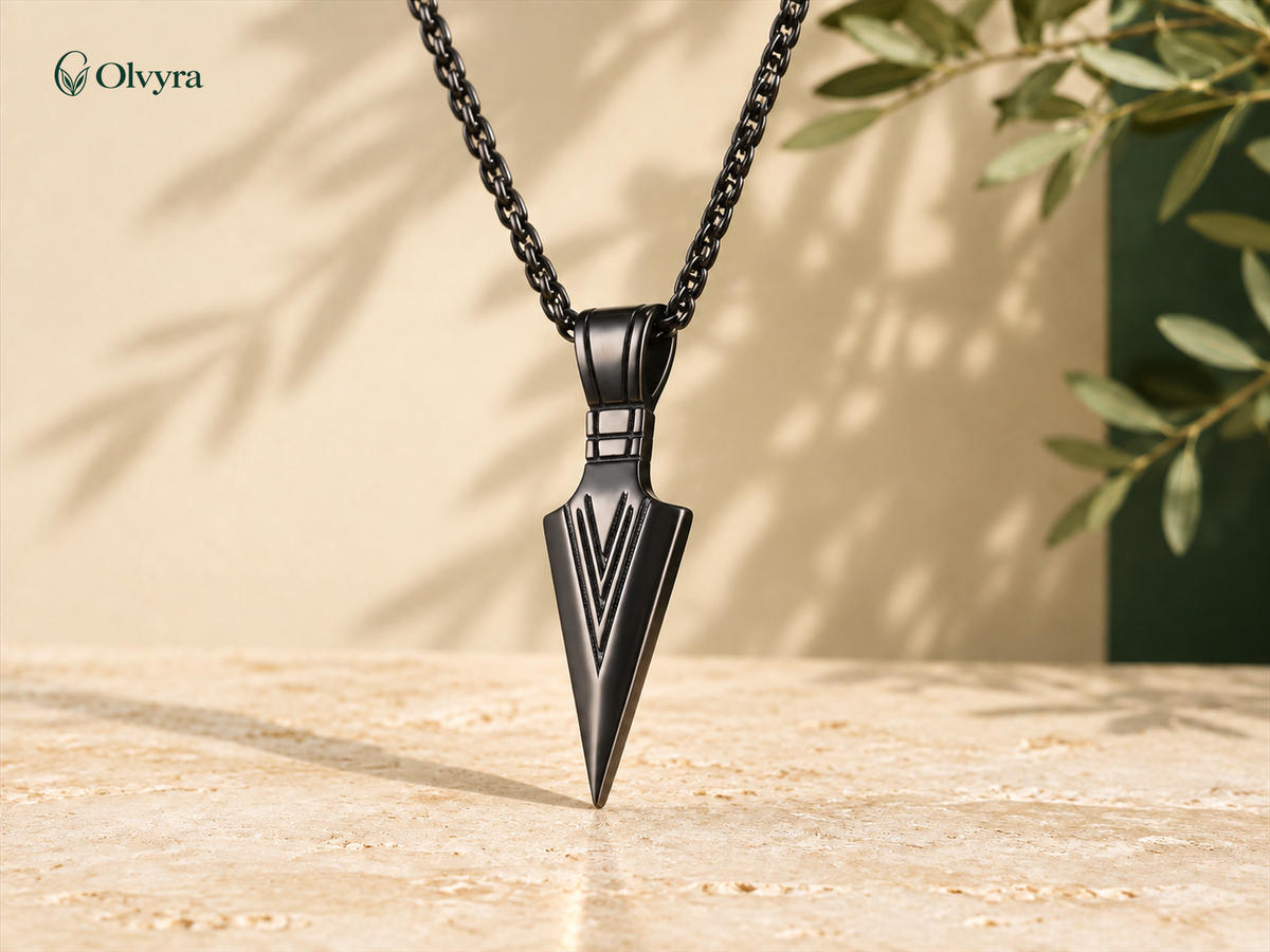 Steel spear pendant necklace