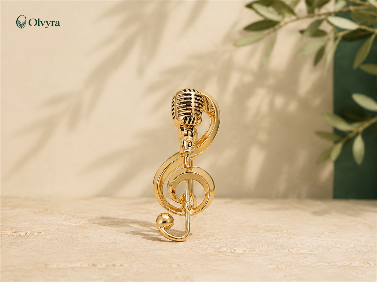 Music and travel novelty brooches
