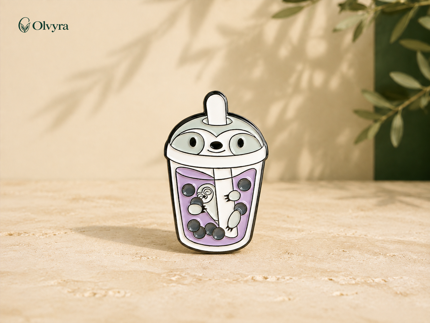 Broche boisson perlée émaillée