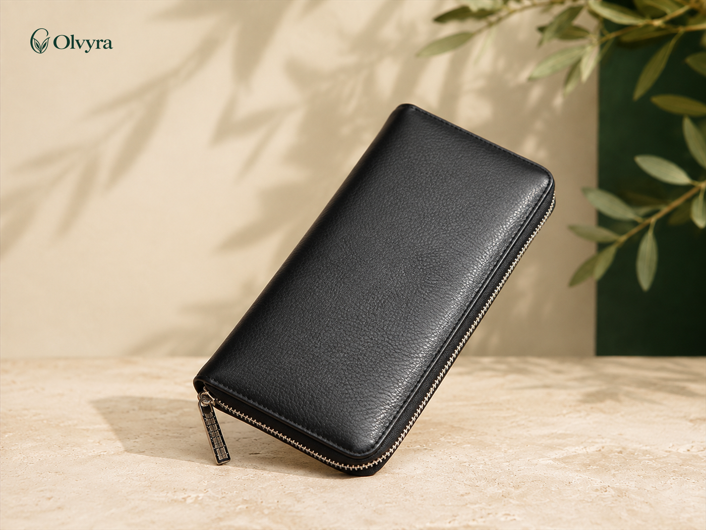 Long leather multi-card wallet