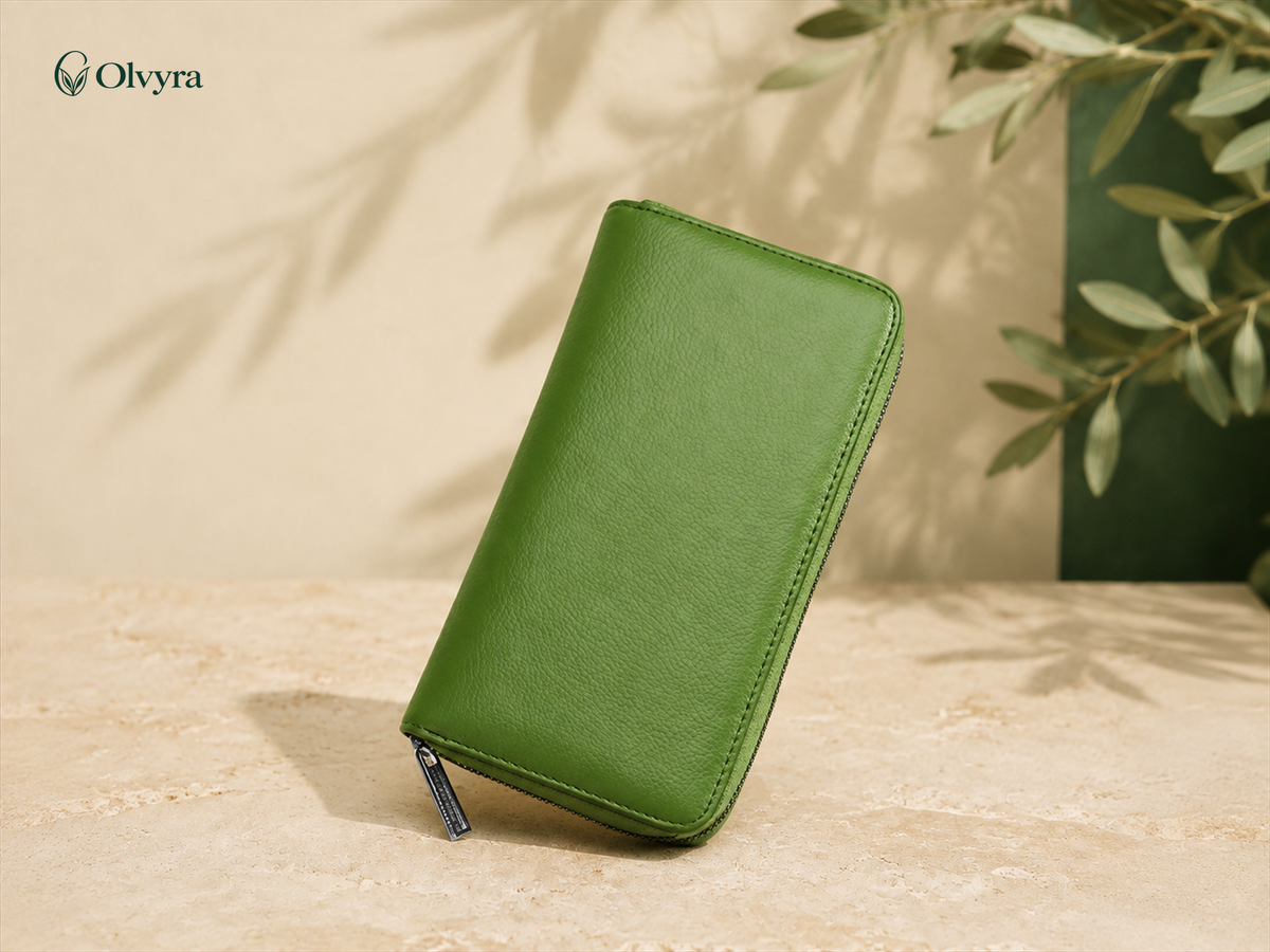 Long leather multi-card wallet