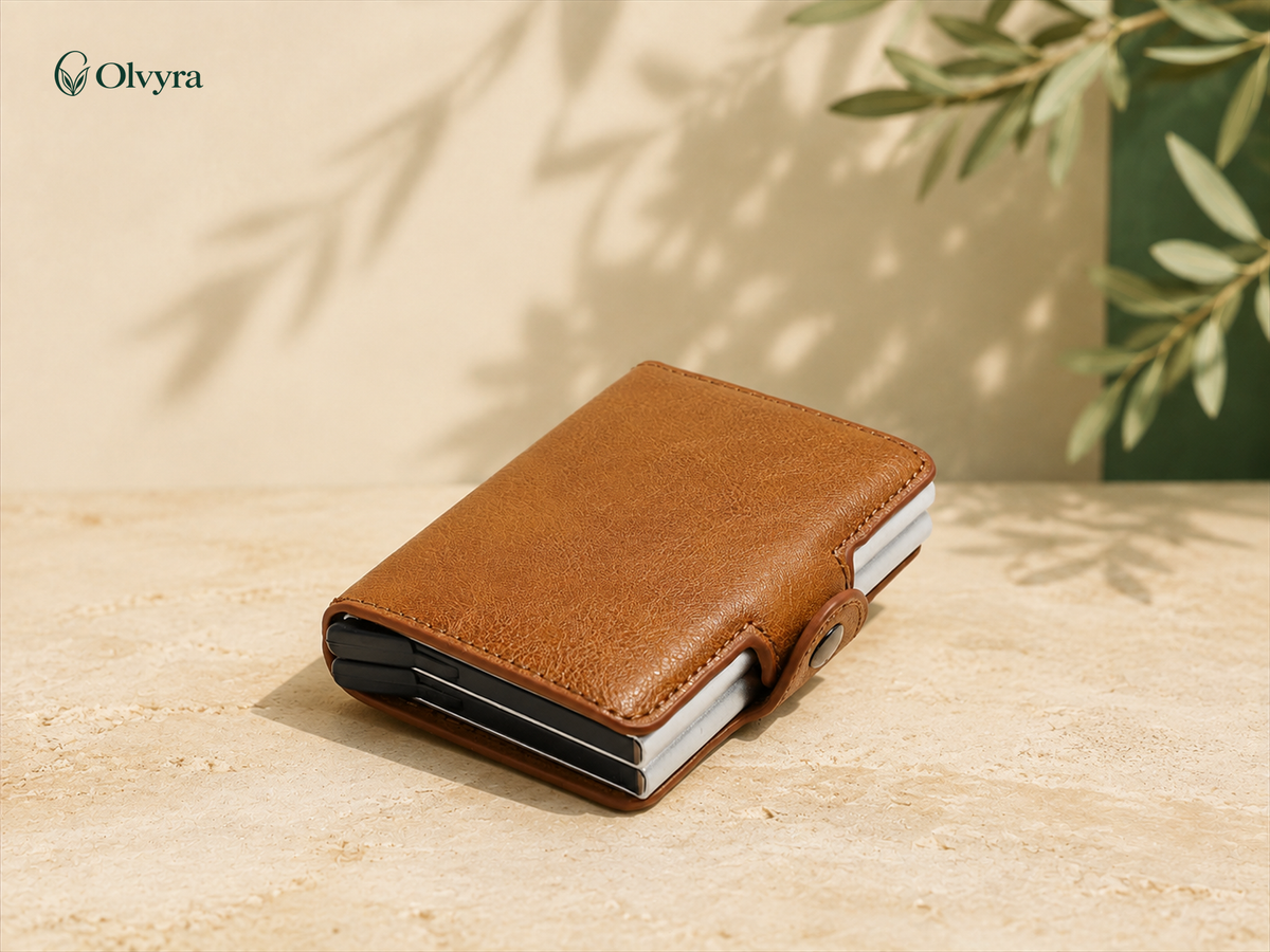 Compact aluminium and PU wallet