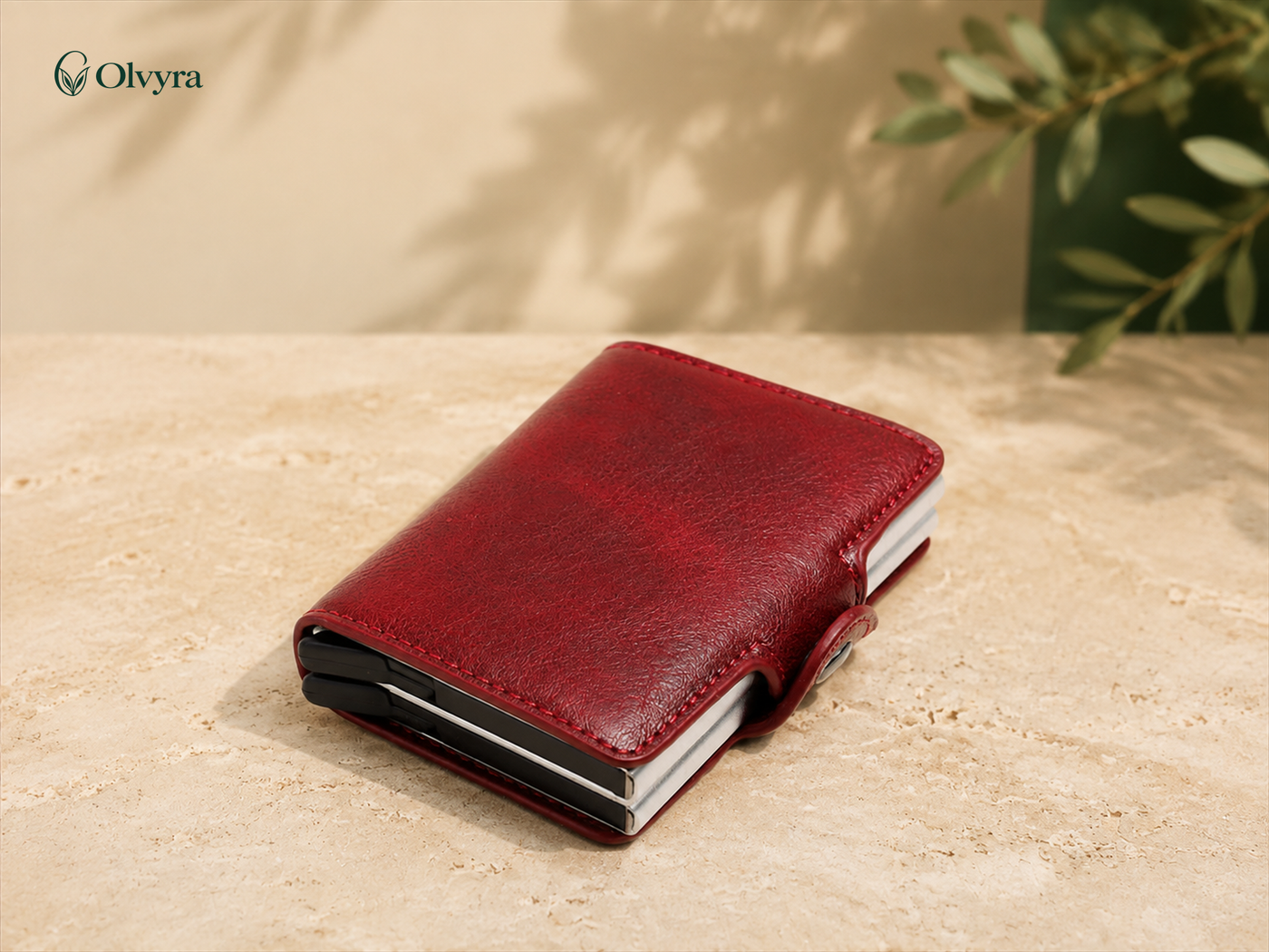 Compact aluminium and PU wallet