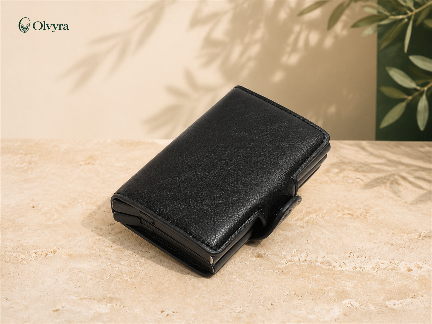 Compact aluminium and PU wallet