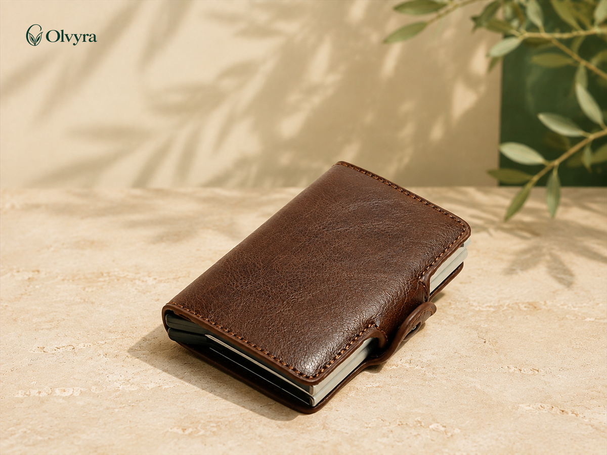 Compact aluminium and PU wallet