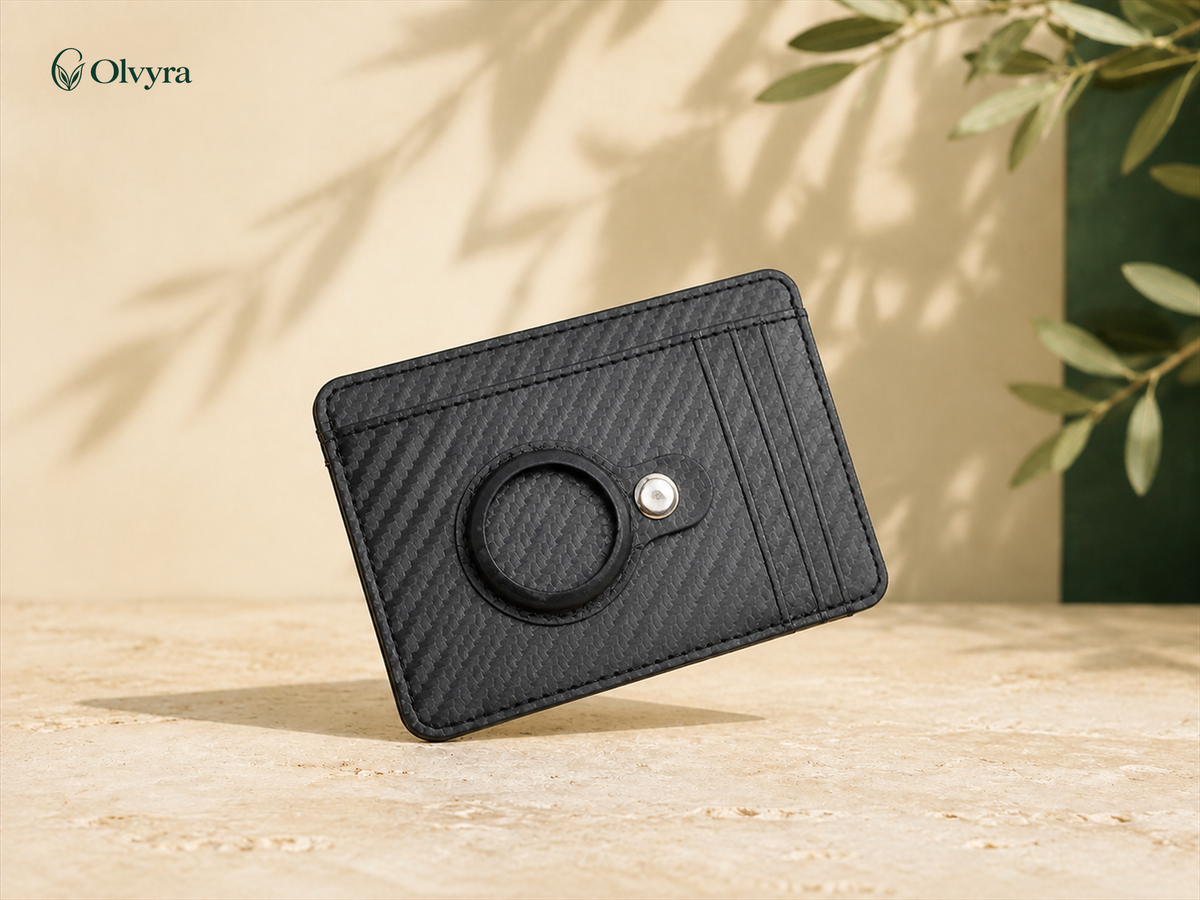 Ultra-slim card holder with tracker slot