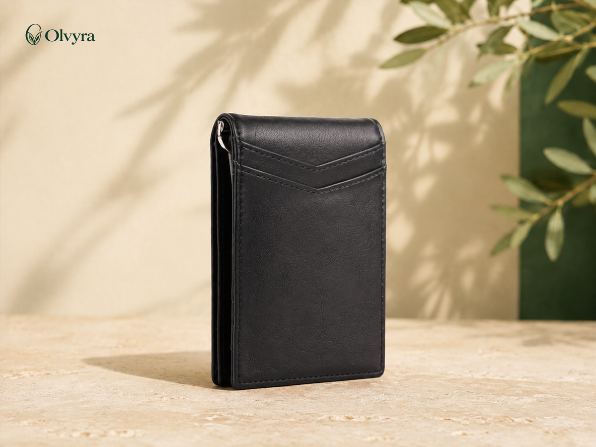 Short leather wallet