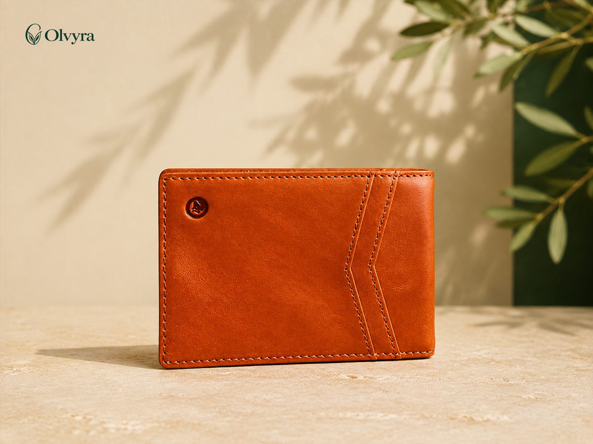 Short leather wallet