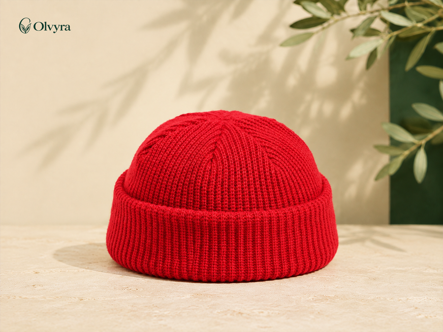 Bonnet en maille Olvyra — Rouge.