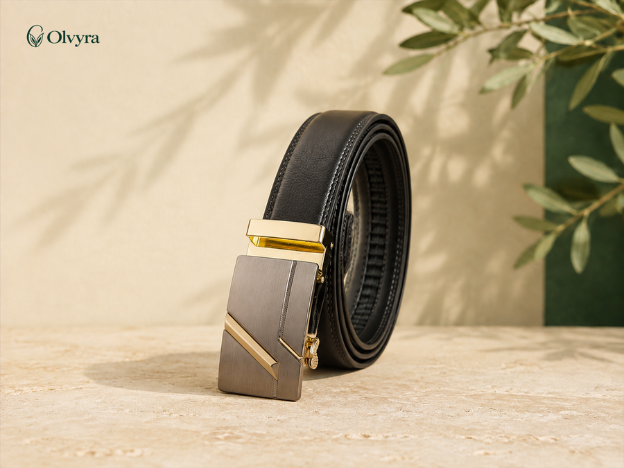 Ceinture habillée à boucle automatique Olvyra — Modèle 7 — 110 à 130 cm.