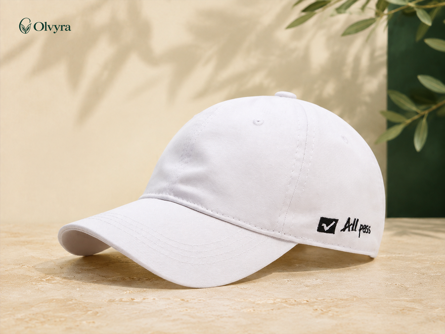 Casquette souple à broderie latérale Olvyra — Blanc.
