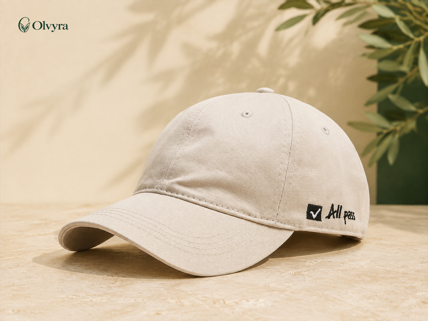 Soft cap with side embroidery