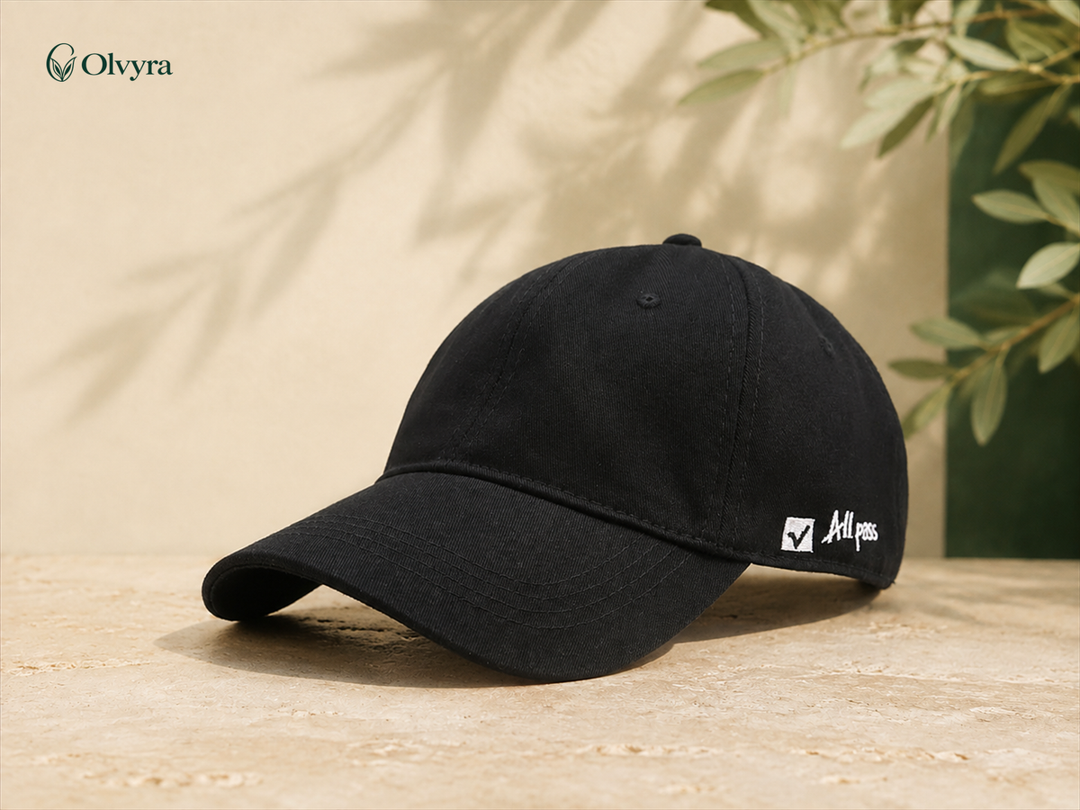 Soft cap with side embroidery