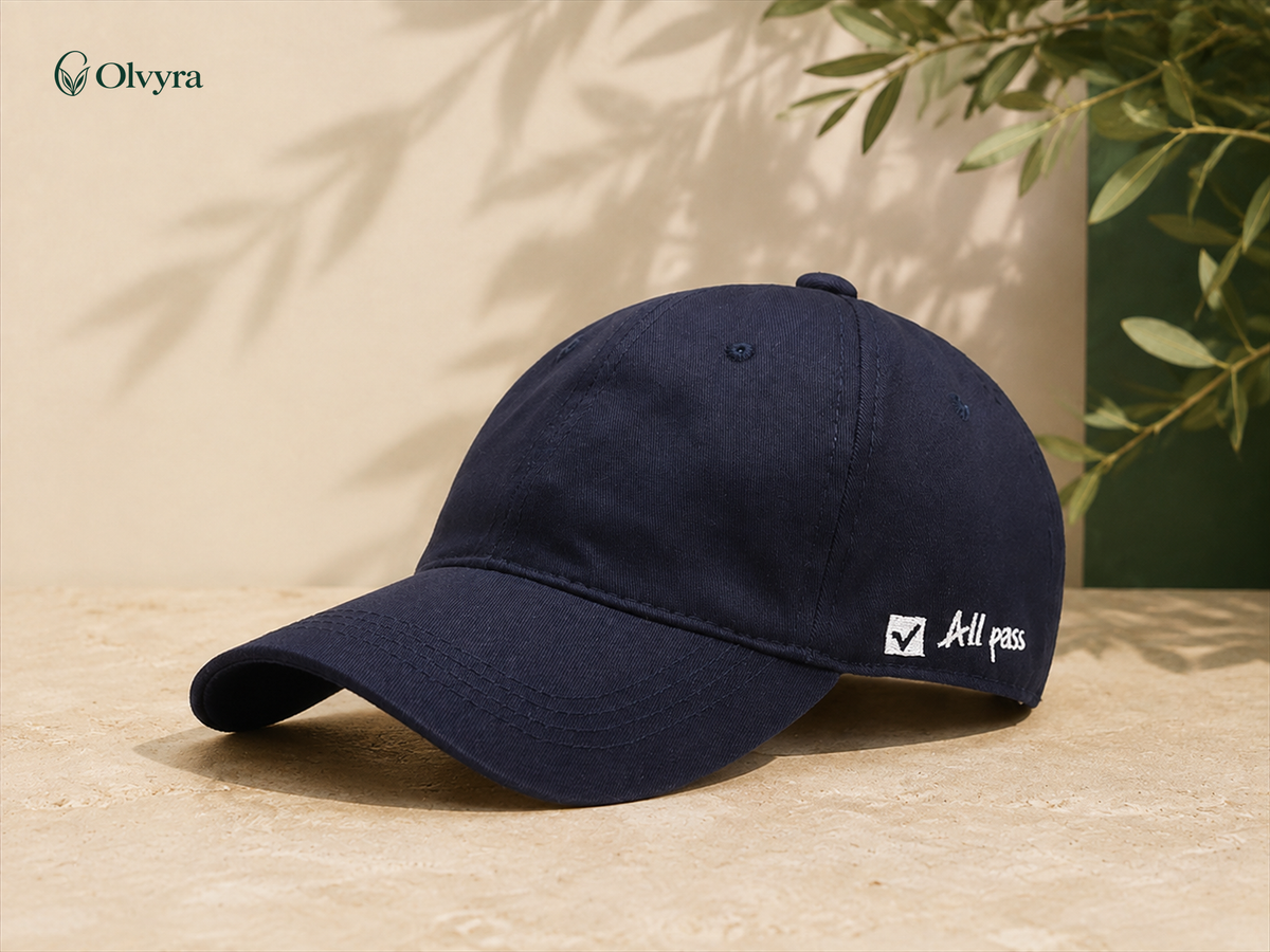 Soft cap with side embroidery