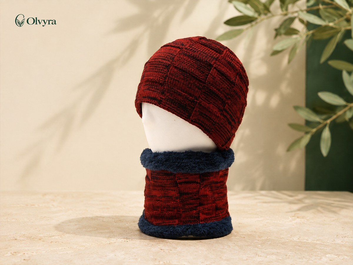 Lined beanie and neck warmer set