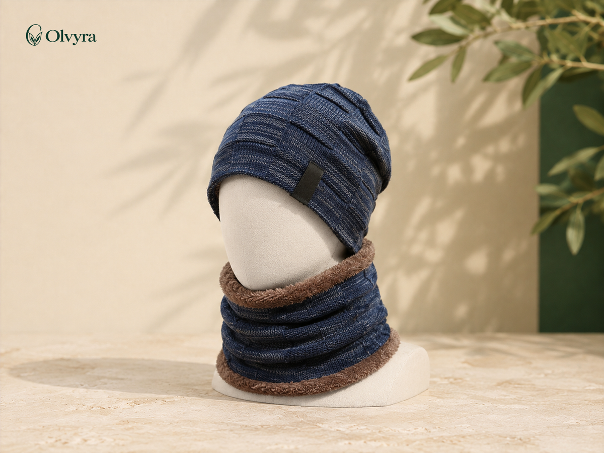 Lined beanie and neck warmer set