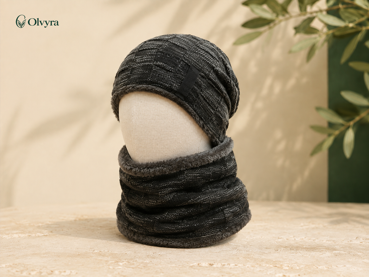 Lined beanie and neck warmer set