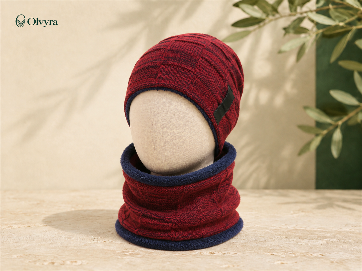 Lined beanie and neck warmer set