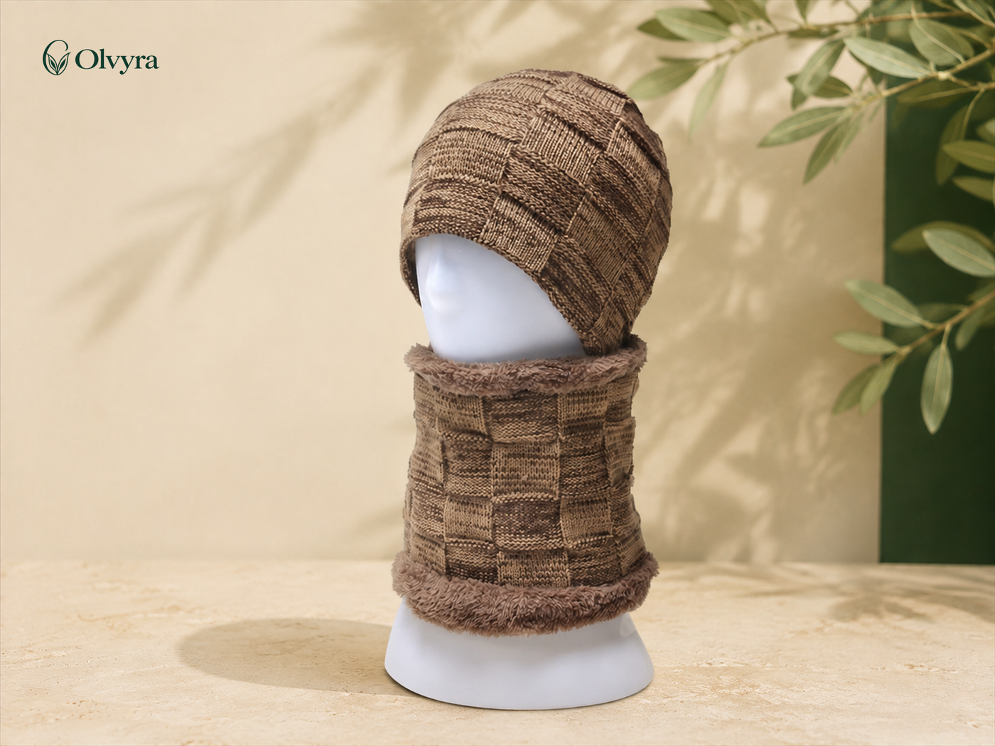 Lined beanie and neck warmer set