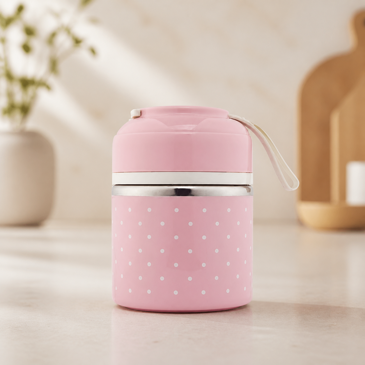 Boîte repas portable en acier inoxydable - Rose - S — Portable Stainless-Steel Lunch Box - Pink - S