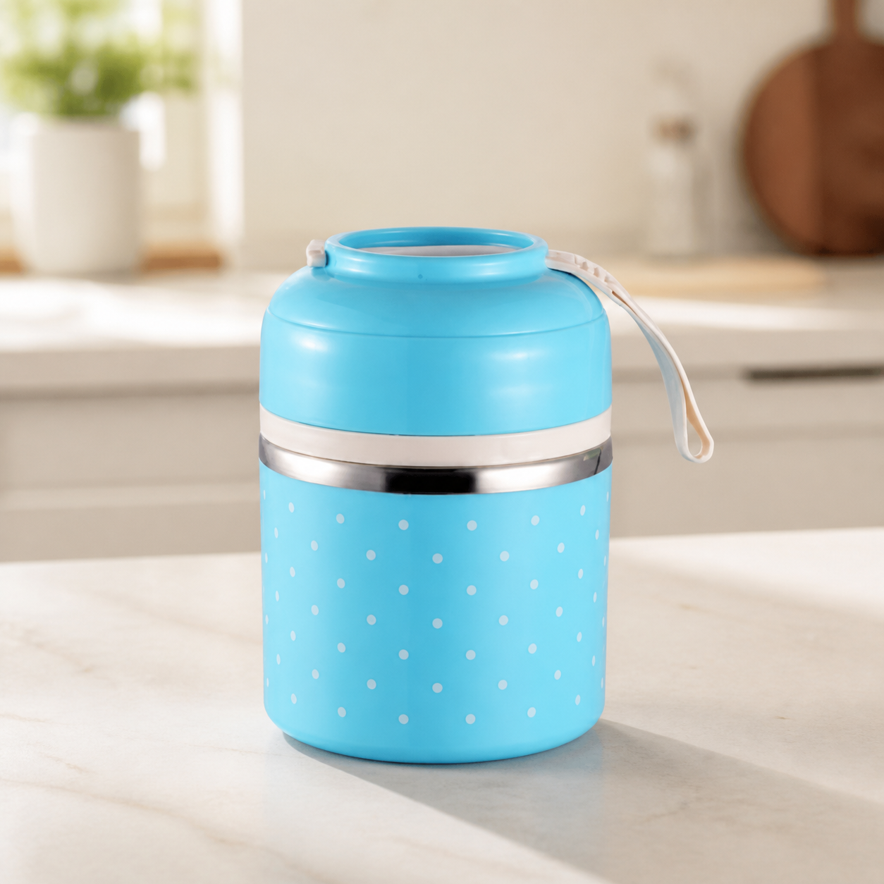 Boîte repas portable en acier inoxydable - Bleu - S — Portable Stainless-Steel Lunch Box - Blue - S