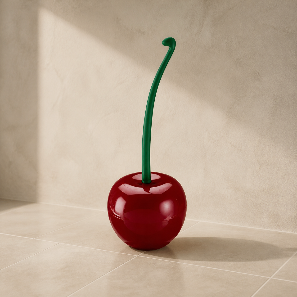 Brosse WC cerise bordeaux avec long manche — Burgundy cherry toilet brush with long handle