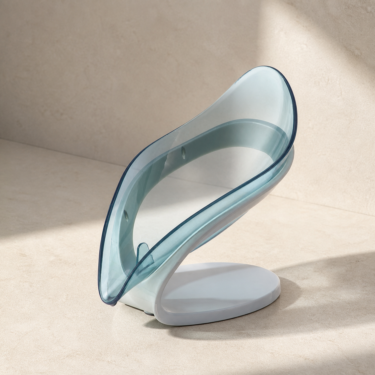Porte-savon feuille bleu fumé — Smoke-blue leaf soap holder