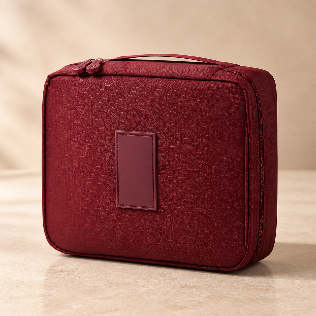 Trousse de toilette compartimentée bordeaux — Wine-red compartment toiletry bag