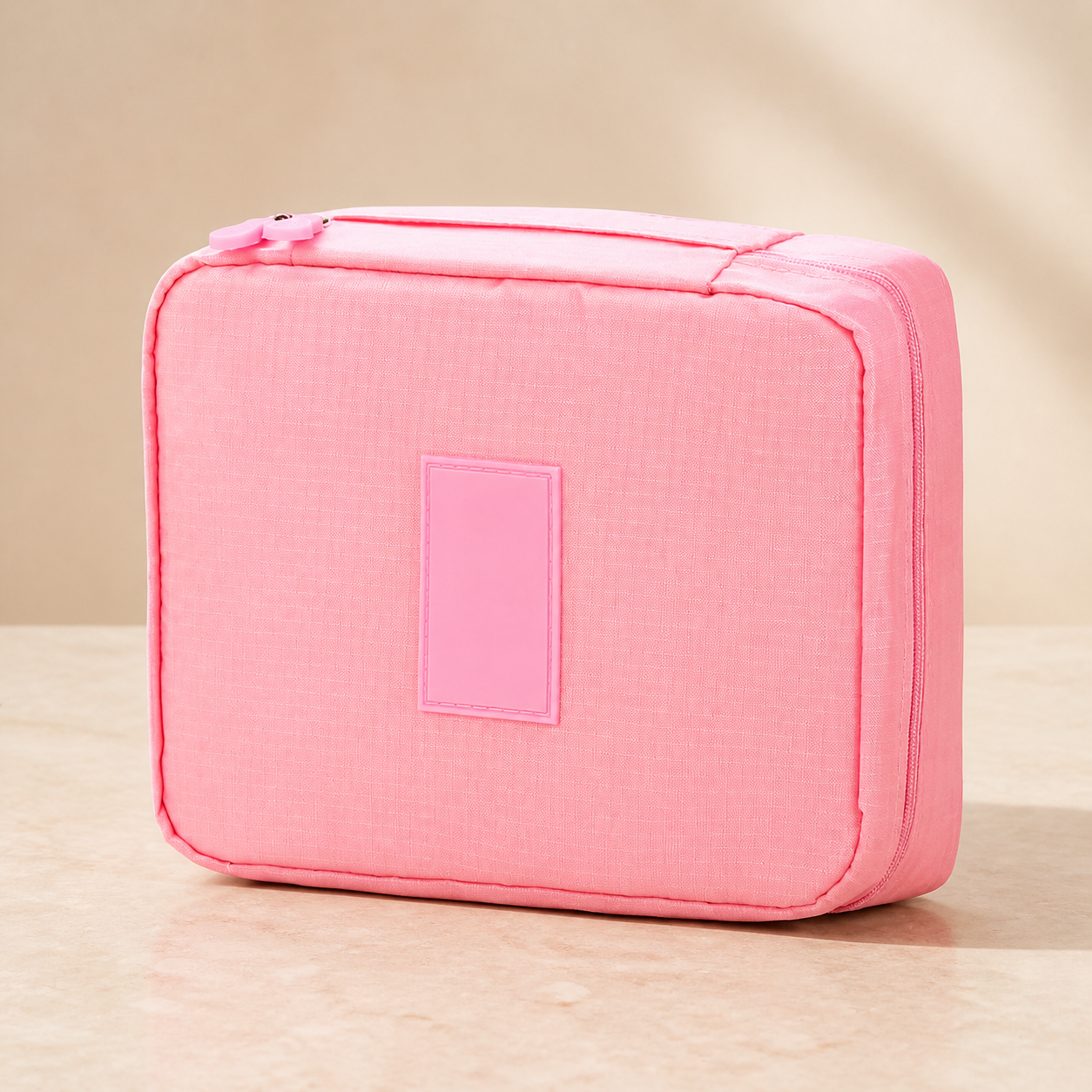 Trousse de toilette compartimentée rose — Pink compartment toiletry bag