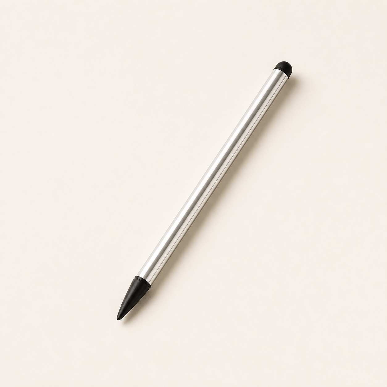 Stylet tactile double pointe argent — Silver dual-tip touchscreen stylus