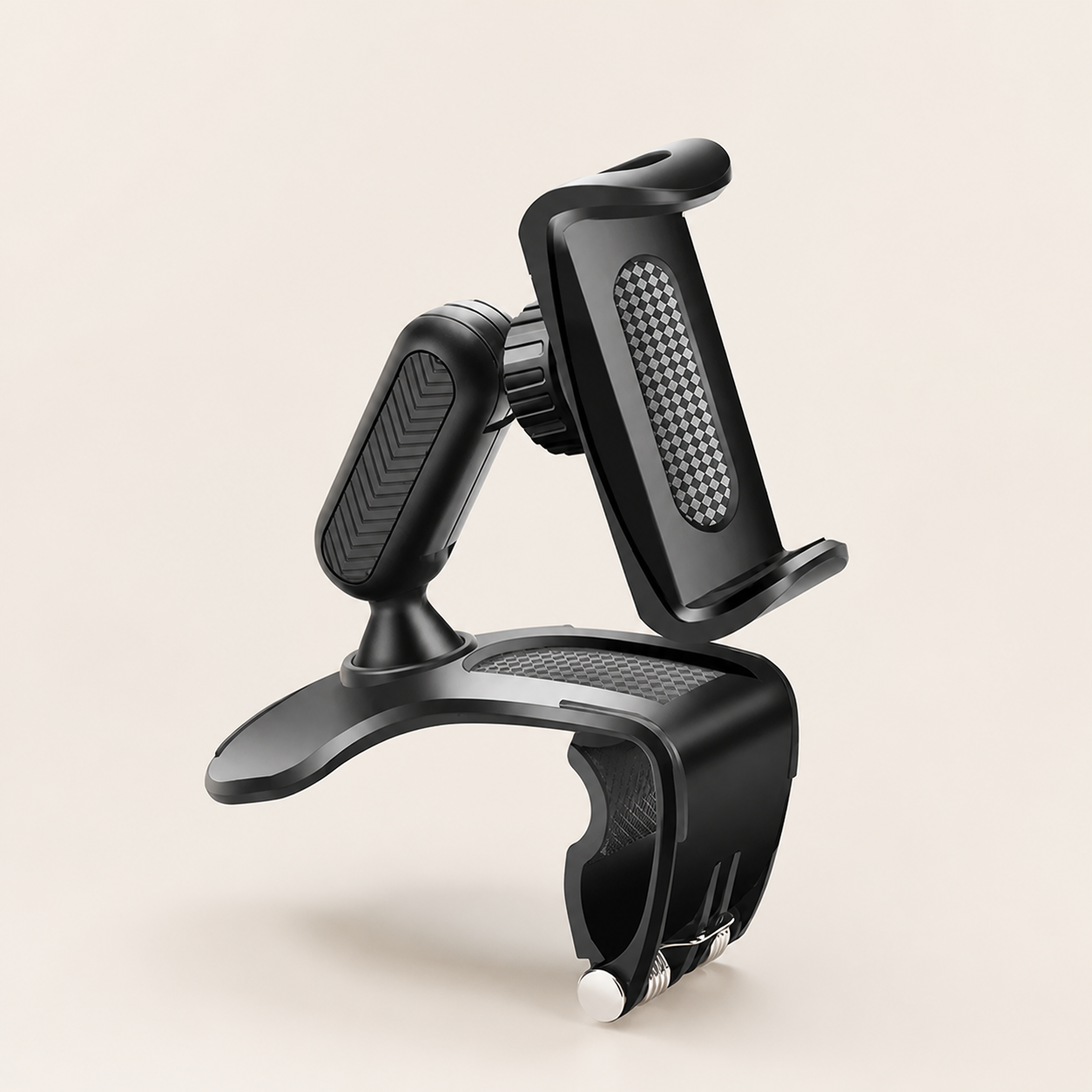 Support téléphone noir orientable à pince pour voiture — Black adjustable clip-on car phone holder