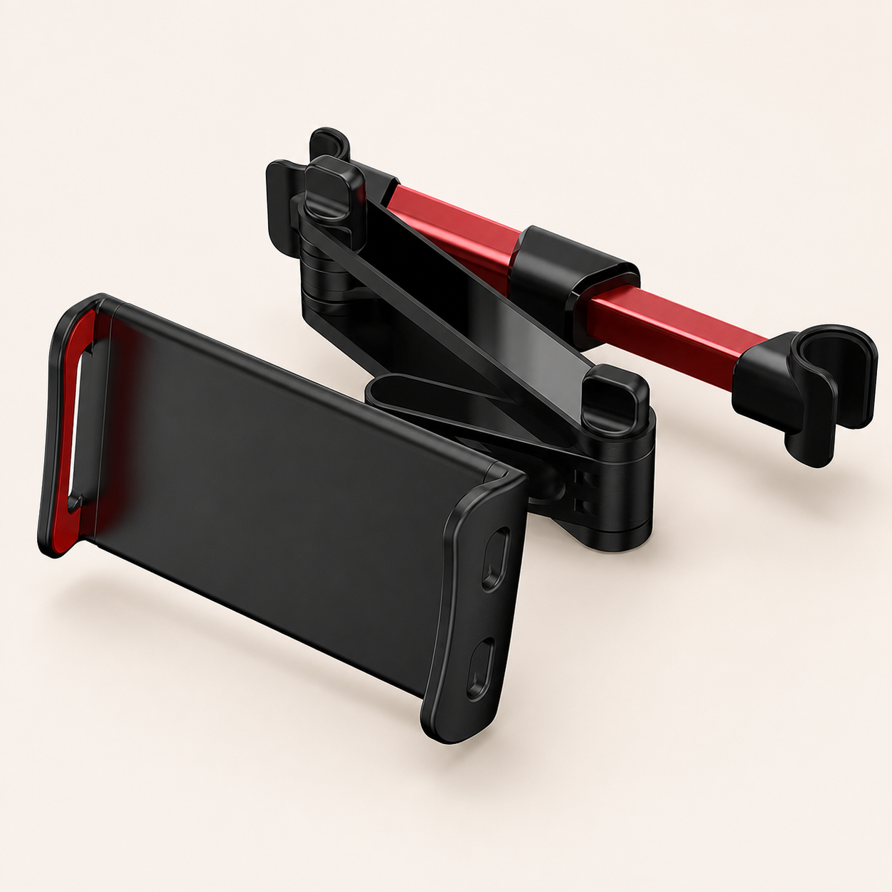 Support articulé rouge pour appuie-tête de voiture — Red articulated car headrest holder