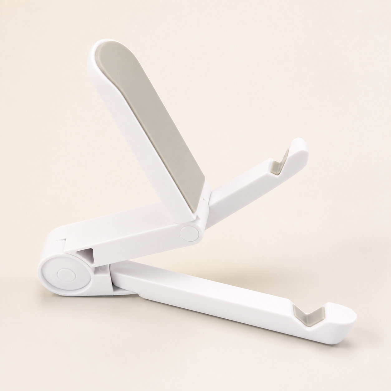 Support pliable blanc pour téléphone et tablette — White foldable phone and tablet stand