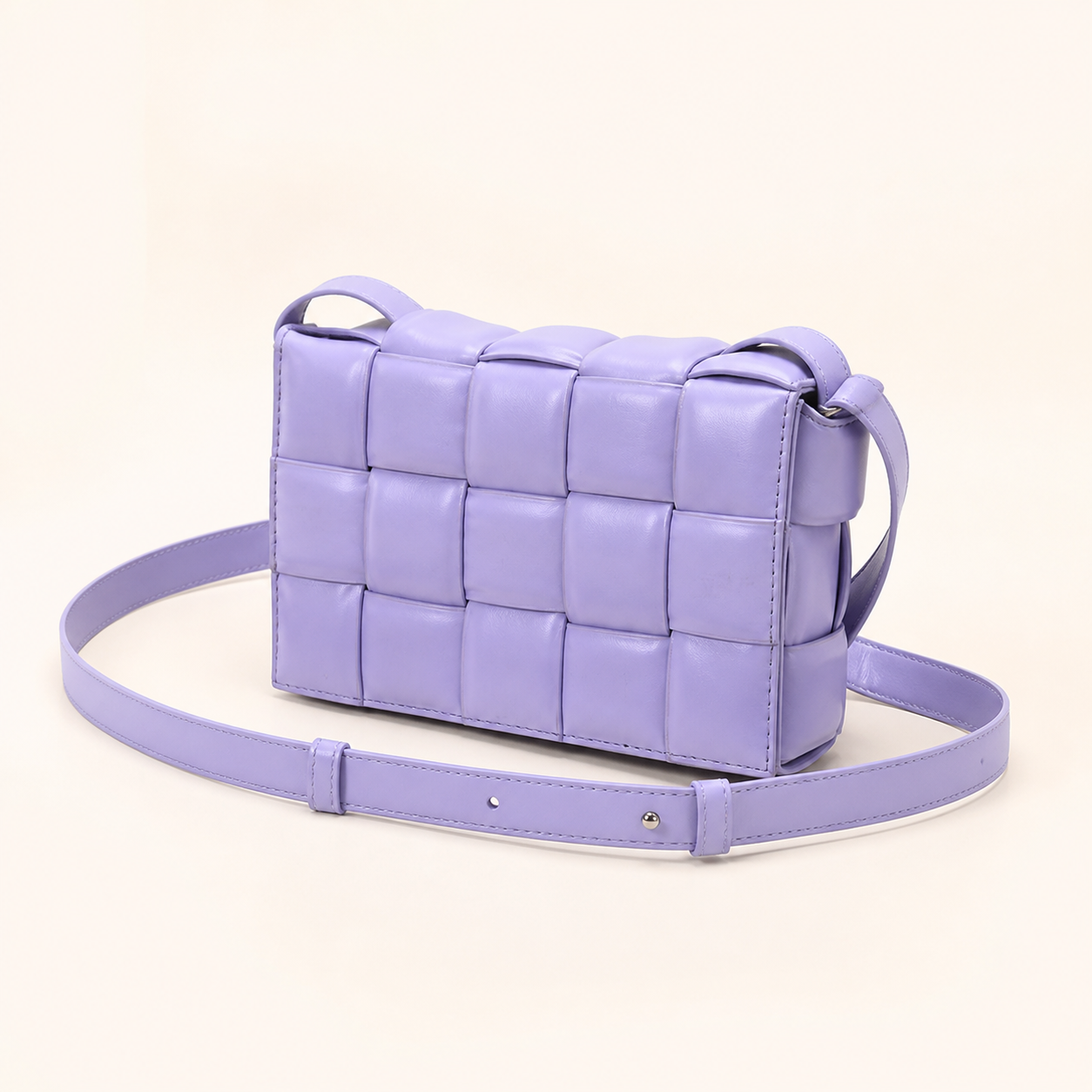 Sac bandoulière tressé en PU - Violet — Woven PU Crossbody Bag - Purple
