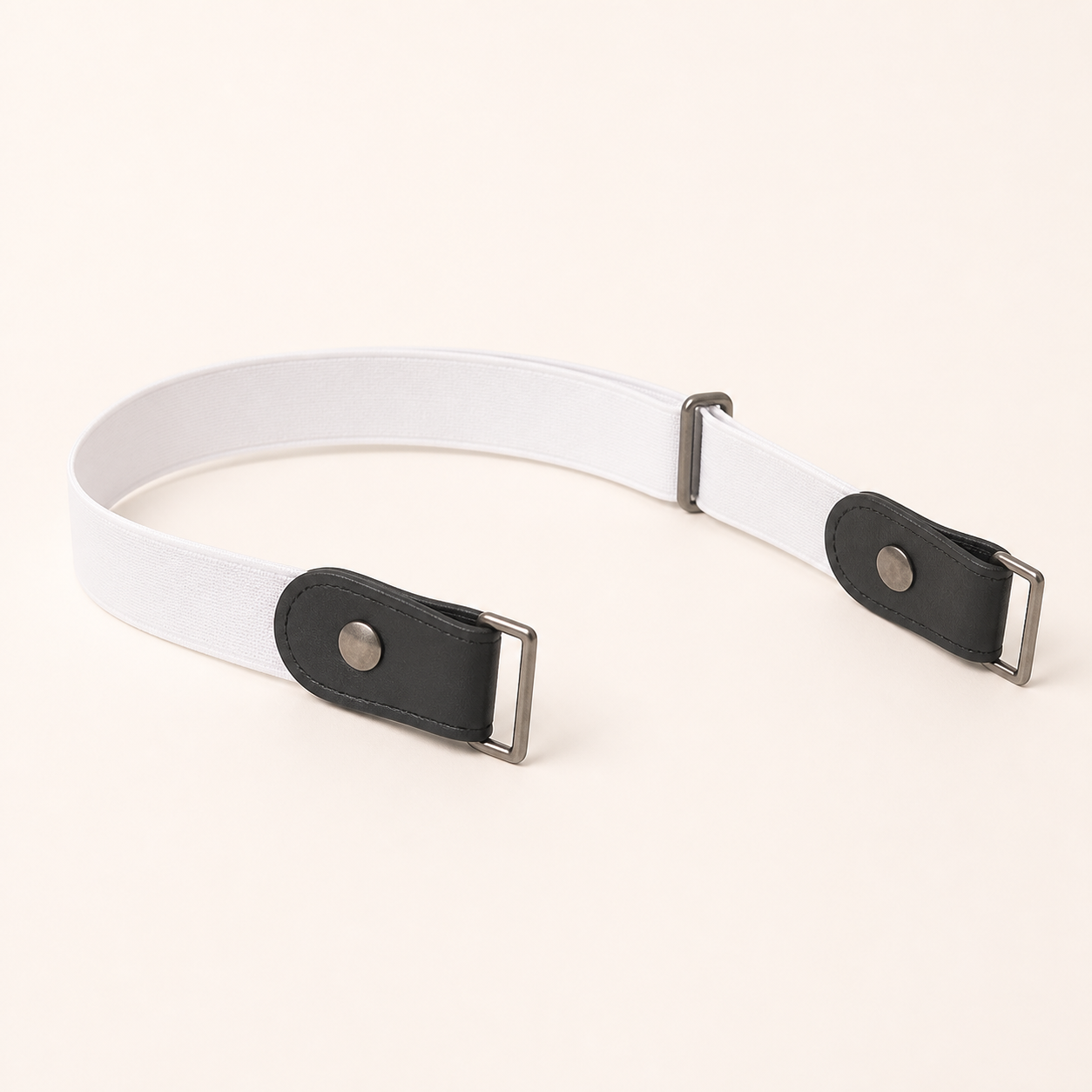 Ceinture élastique sans boucle 110 cm - Blanc — 110 cm Buckle-Free Elastic Belt - White