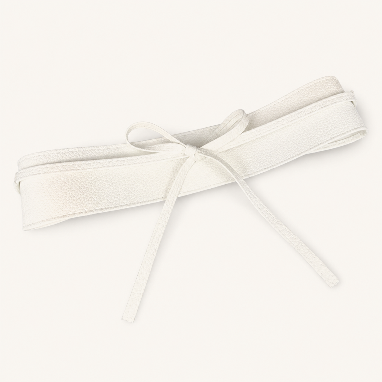 Ceinture large à nouer en PU - Blanc — Wide Tie-Waist PU Belt - White