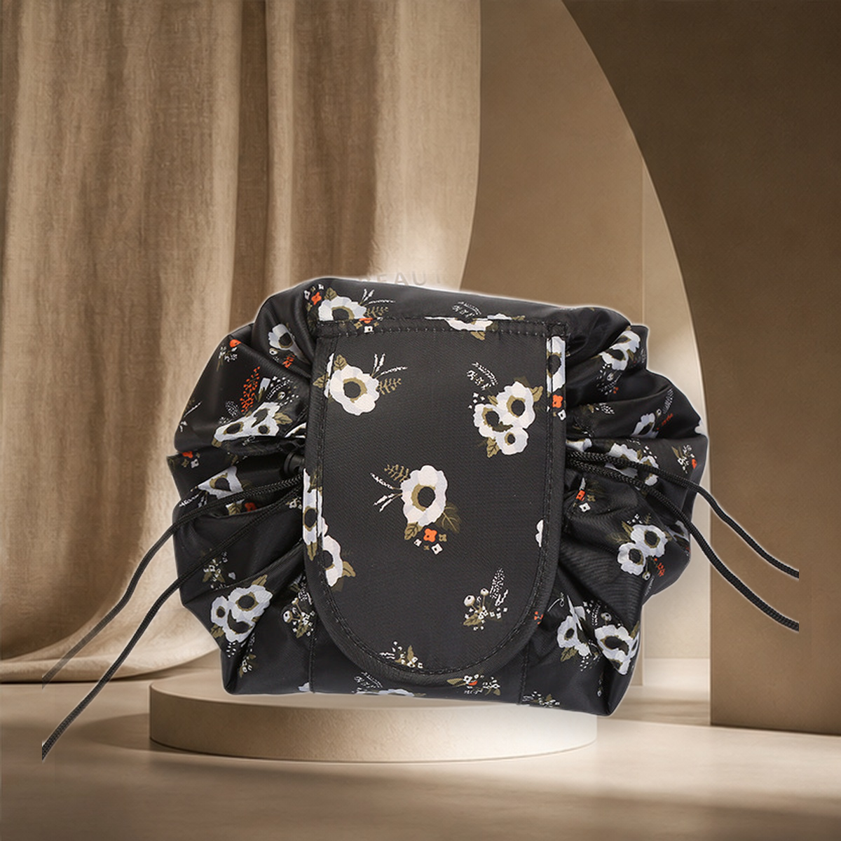 Trousse de rangement à cordon motif animal — Noir flower — vue 8