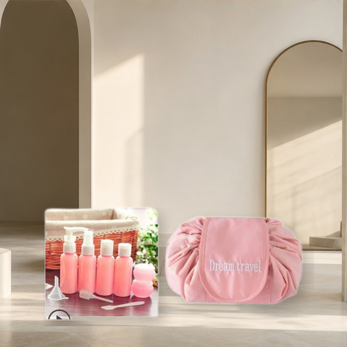 Trousse de rangement à cordon motif animal — Bottle bottling+pink — vue 11