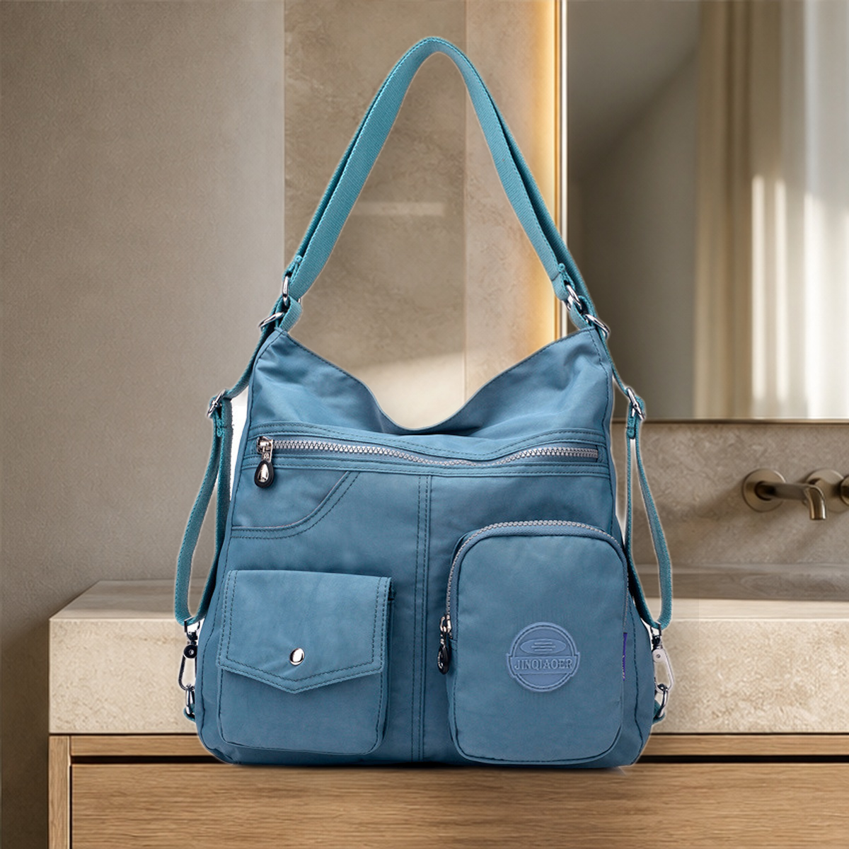 Sac bandoulière déperlant grande capacité — Gris — vue 8