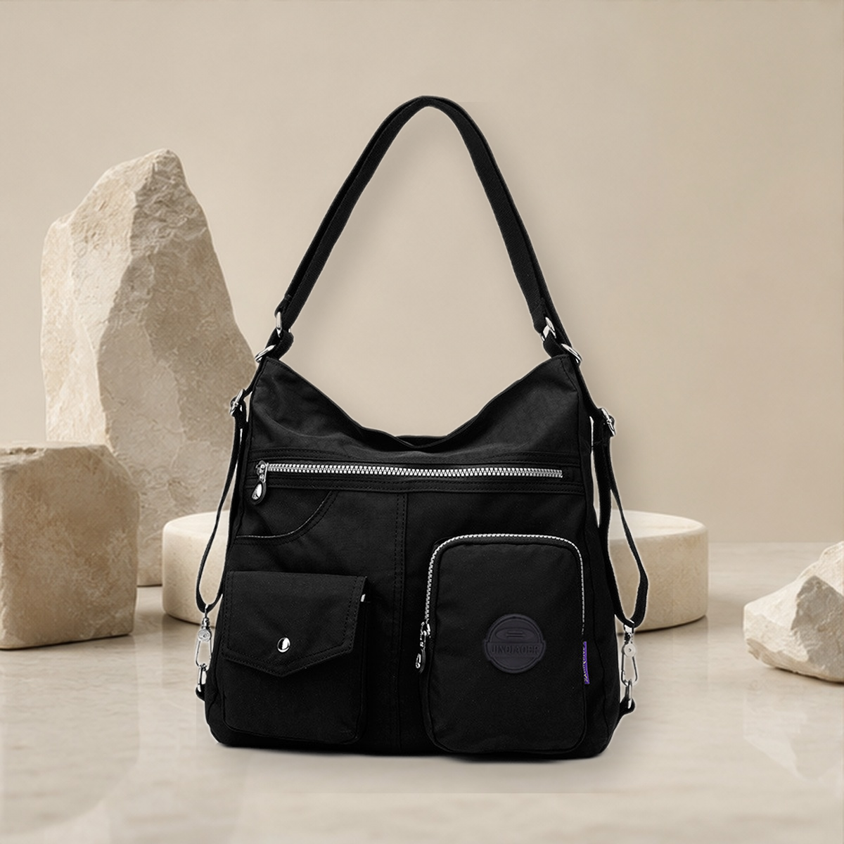 Sac bandoulière déperlant grande capacité — Noir — vue 11