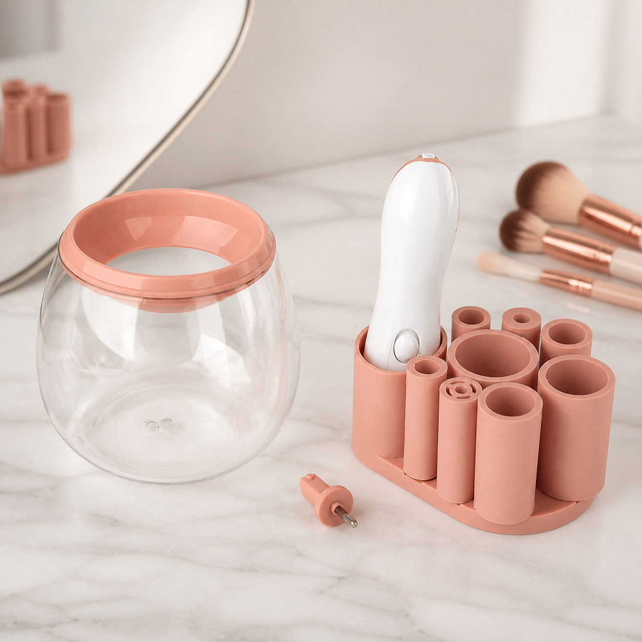Nettoyeur rotatif pour pinceaux de maquillage — Or rose — vue 1