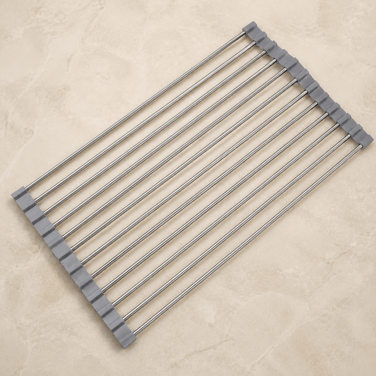Égouttoir d’évier gris à 12 tiges — Grey 12-rod sink drying rack