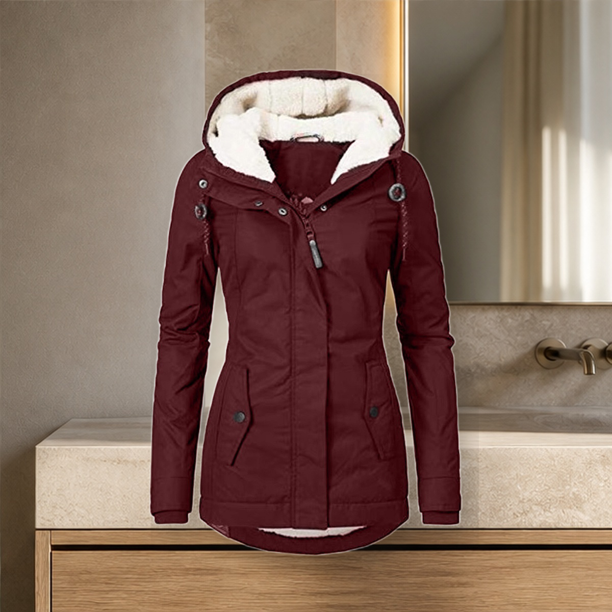 Veste matelassée zippée à poches — Rouge — vue 2